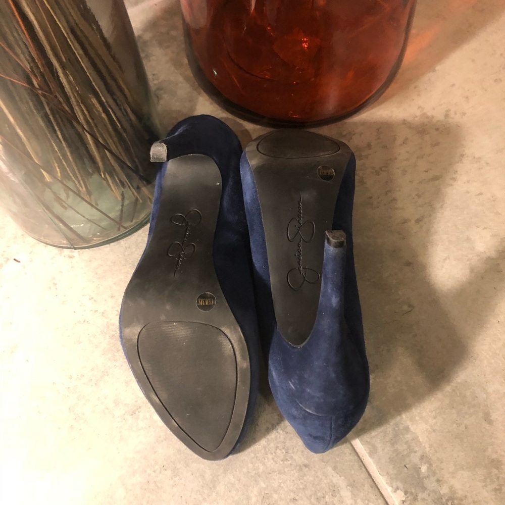 Jessica Simpson Dark Blue Suede Heels - Picture 5 of 6
